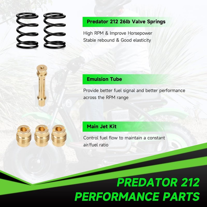 XIKOBY Header Exhaust Pipe Kit Compatible with Predator 212cc 224cc 196cc 6.5HP GX160 GX200 Engine Coleman Mini Bike CT200U BT200X CT200U-EX KT196 Go Kart Baja MB200 with Main Jets Parts (Silver) - Image 5
